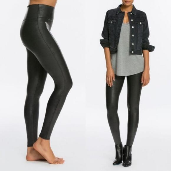 Copied - Spanx Faux Leather Black Leggings Size Small - Picture 3 of 12
